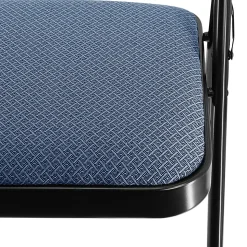 Elama Metal Folding Chairs With Padded Seats, Dark Blue/Black, Pack Of 4 Chairs