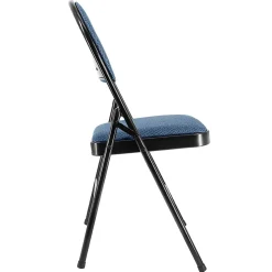 Elama Metal Folding Chairs With Padded Seats, Dark Blue/Black, Pack Of 4 Chairs