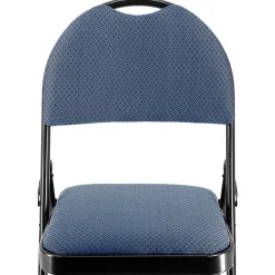 Elama Metal Folding Chairs With Padded Seats, Dark Blue/Black, Pack Of 4 Chairs