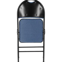 Elama Metal Folding Chairs With Padded Seats, Dark Blue/Black, Pack Of 4 Chairs