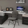 Elama Metal Folding Chairs With Padded Seats, Gray/Black, Set Of 4 Chairs