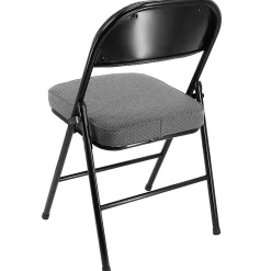 Elama Metal Folding Chairs With Padded Seats, Gray/Black, Set Of 4 Chairs