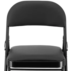 Elama Metal Folding Chairs With Padded Seats, Black, Set Of 4 Chairs