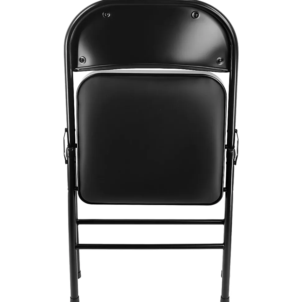 Elama Metal Folding Chairs With Padded Seats, Black, Set Of 4 Chairs