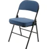 Elama Metal Folding Chairs With Padded Seats, Dark Blue/Black, Set Of 4 Chairs