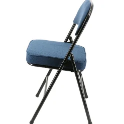 Elama Metal Folding Chairs With Padded Seats, Dark Blue/Black, Set Of 4 Chairs
