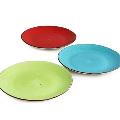 Elama Sebastian Stoneware Dinner Plate Set, Assorted Colors, Set Of 6 Pieces