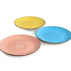 Elama Sebastian Stoneware Dinner Plate Set, Assorted Colors, Set Of 6 Pieces