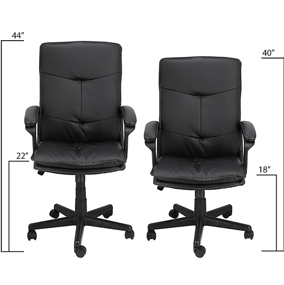 Elama Tufted Faux Leather High-Back Adjustable Office Chair, Black