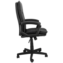 Elama Tufted Faux Leather High-Back Adjustable Office Chair, Black
