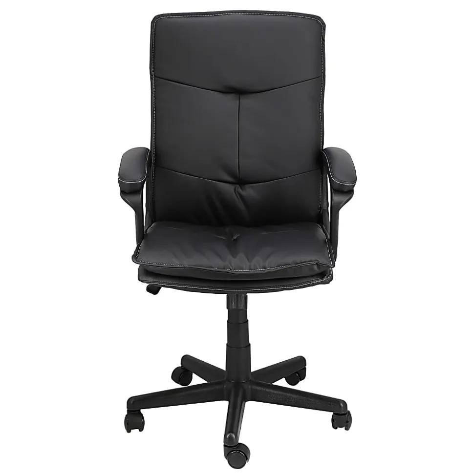 Elama Tufted Faux Leather High-Back Adjustable Office Chair, Black