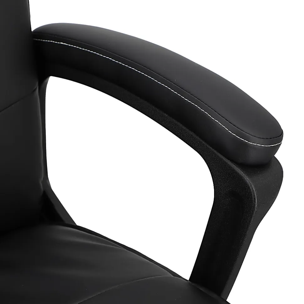 Elama Tufted Faux Leather High-Back Adjustable Office Chair, Black
