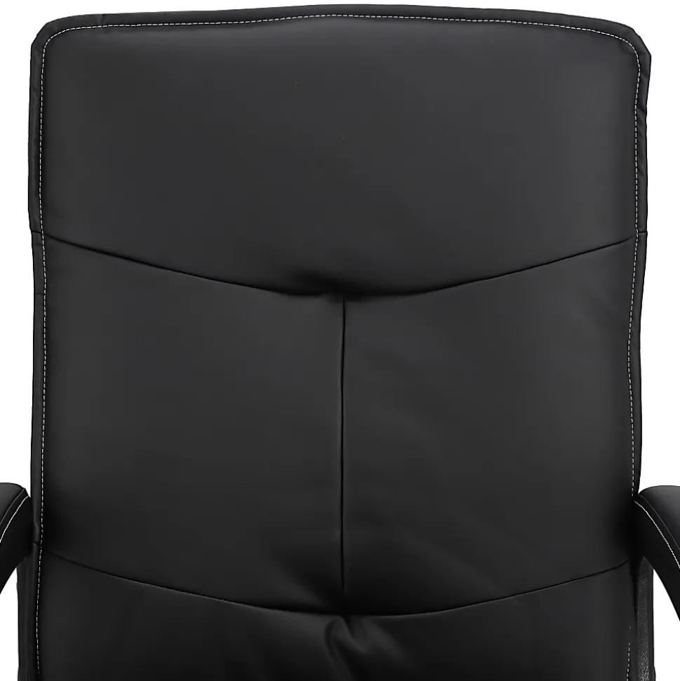 Elama Tufted Faux Leather High-Back Adjustable Office Chair, Black