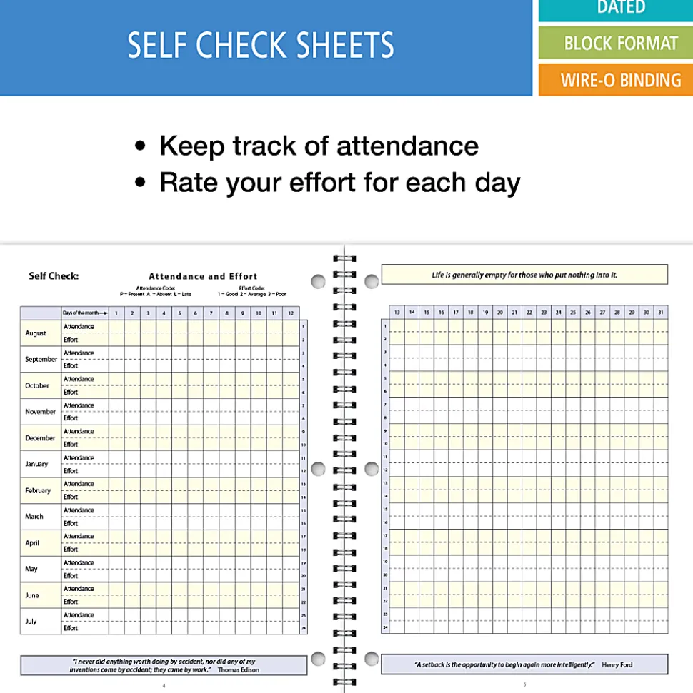 2026-2027 ELAN Publishing Weekly/Monthly Academic Year Student Planner, 8-1/2" x 11", Blue, August To July, Total Qty 1