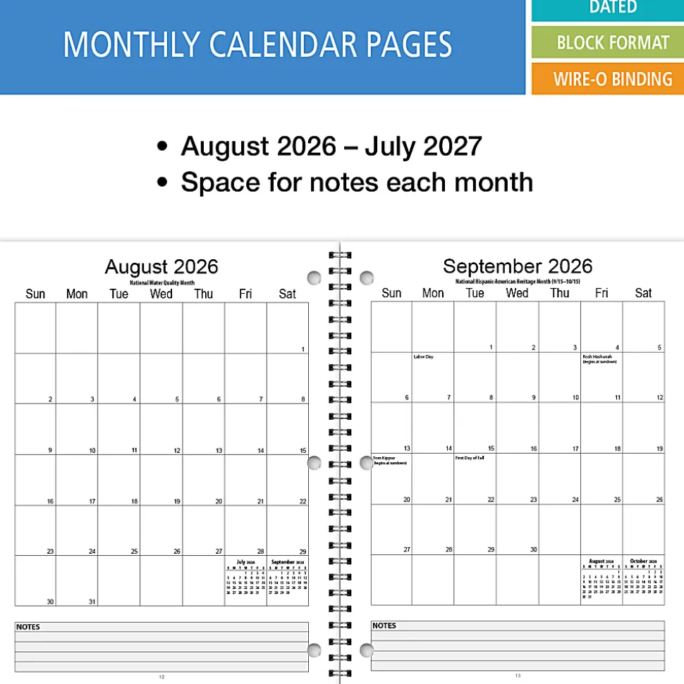 2026-2027 ELAN Publishing Weekly/Monthly Academic Year Student Planner, 8-1/2" x 11", Blue, August To July, Total Qty 1
