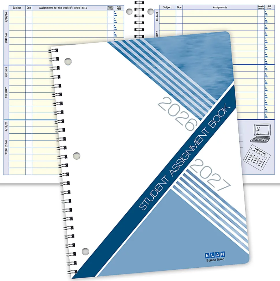 2026-2027 ELAN Publishing Weekly/Monthly Academic Year Student Planner, 8-1/2" x 11", Blue, August To July, Total Qty 1