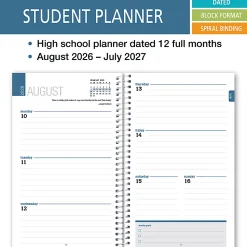 2026-2027 ELAN Publishing Weekly/Monthly Academic Year Student Planner, 5” x 8