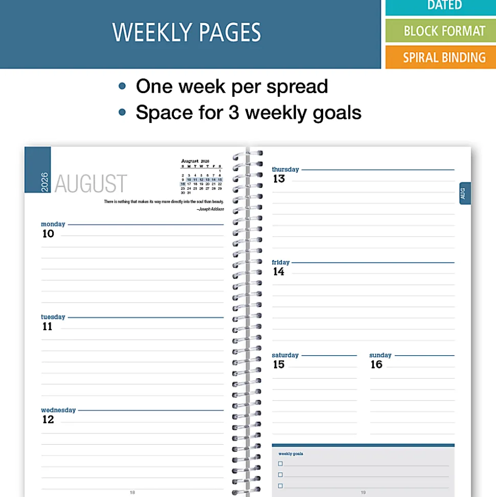 2026-2027 ELAN Publishing Weekly/Monthly Academic Year Student Planner, 5” x 8", White, August To July, Total Qty 1