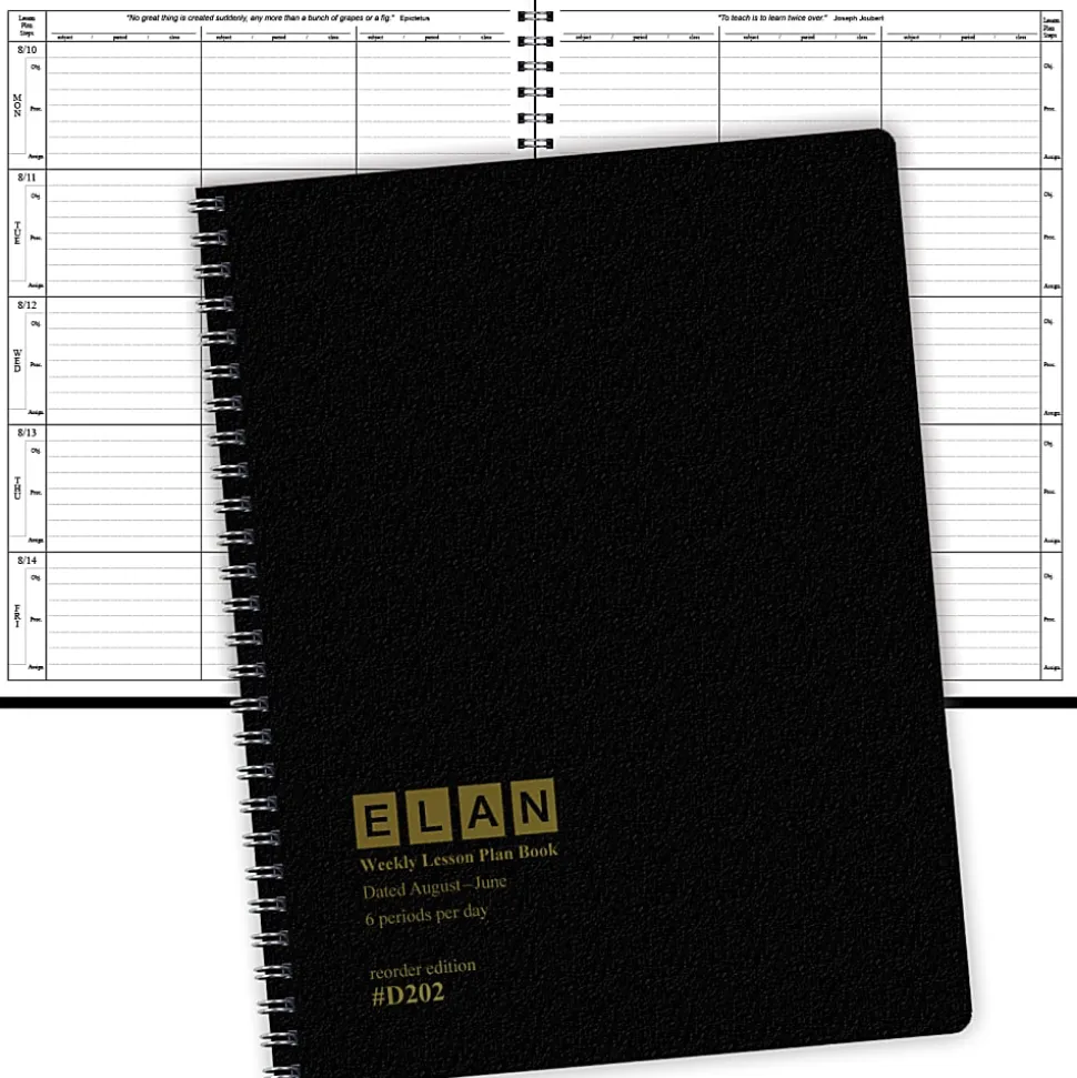 2026-2027 ELAN Publishing Weekly/Monthly Academic Year Teacher Lesson Planner, 8-1/2" x 11", Black, August To June, Total Qty 1