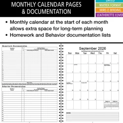 2026-2027 ELAN Publishing Weekly/Monthly Academic Year Teacher Lesson Planner, 8-1/2
