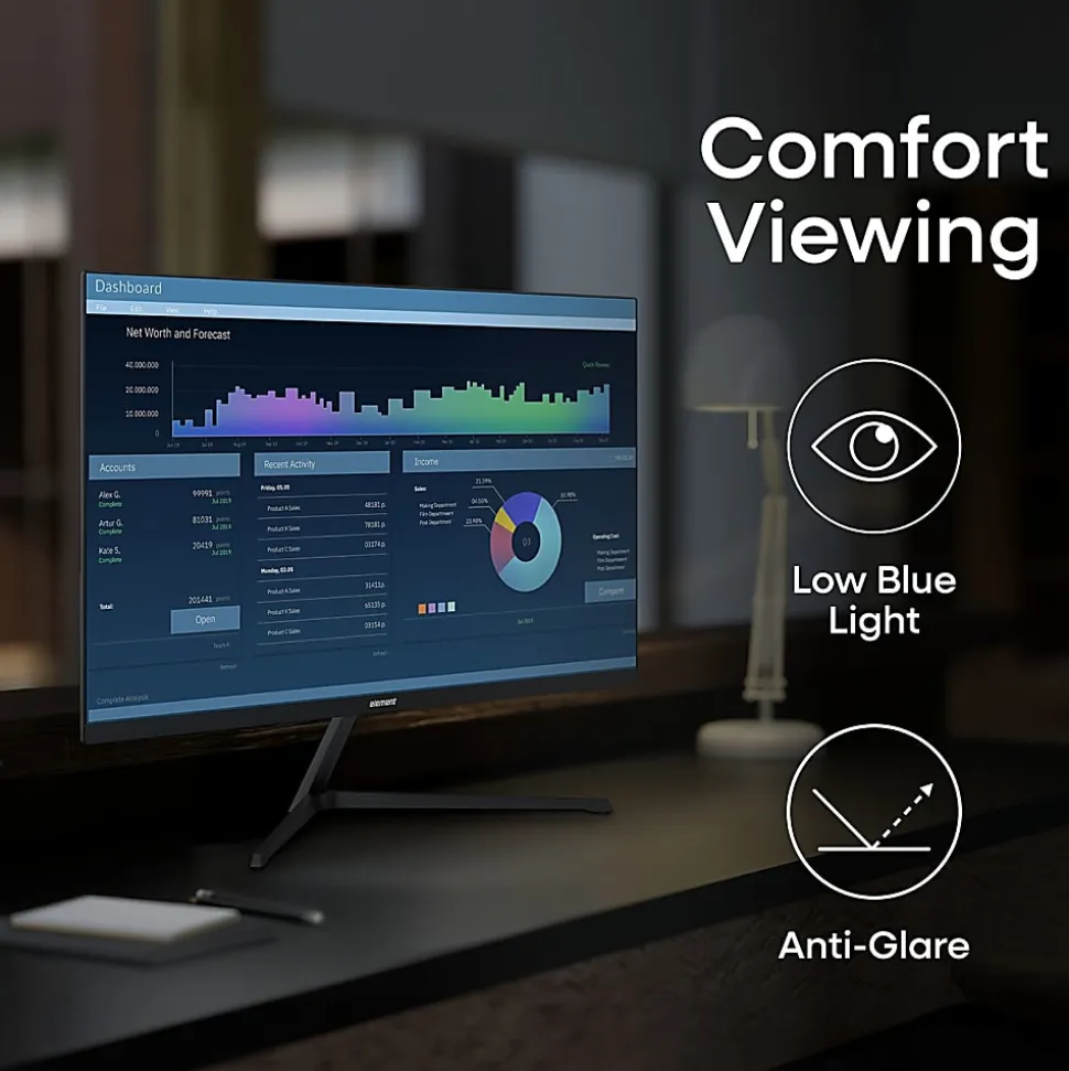 Element 24” 1080P FHD IPS Display Computer Monitor, Total Qty 1