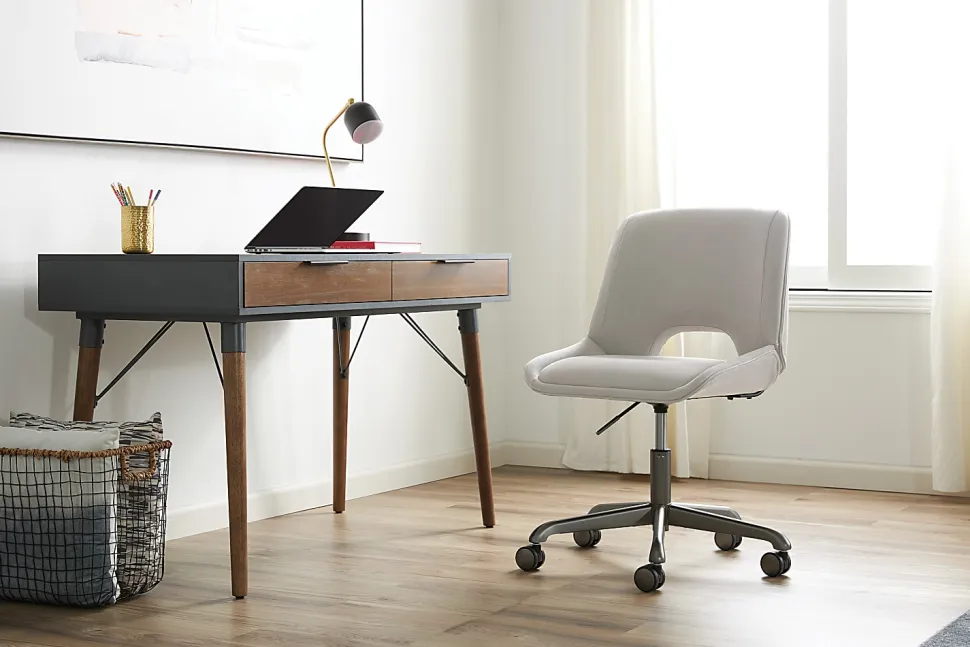Elle Décor Laissy Low-Back Task Chair, Linen Color
