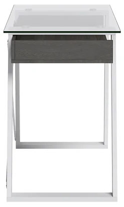 Elle Décor Lara 42”W Writing Desk, Cool Gray/Snow White