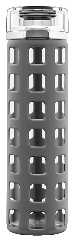 Ello Syndicate Glass Water Bottle, 20 Oz, Gray
