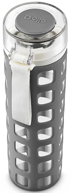 Ello Syndicate Glass Water Bottle, 20 Oz, Gray