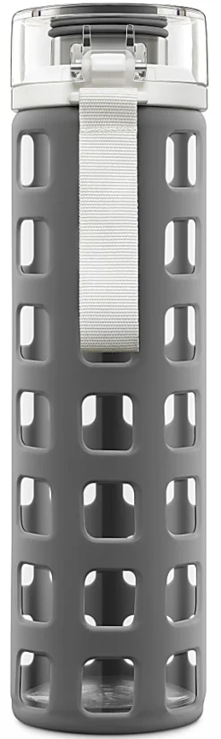 Ello Syndicate Glass Water Bottle, 20 Oz, Gray