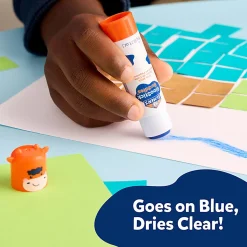 Elmer's BlooStick Buddies Glue Sticks, Disappearing Blue Glue Stick, Anti-Roll Cap, 6g, 4 Count