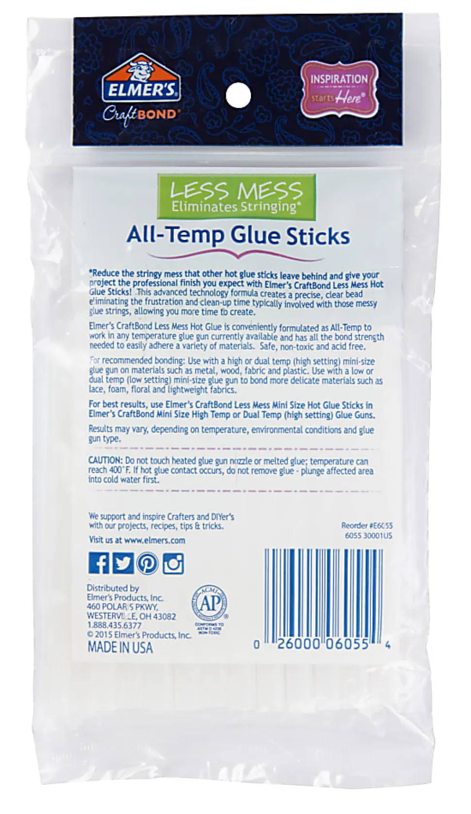 Elmer's® CraftBond® Mini Hot Glue Sticks, 4", Clear, Pack Of 24
