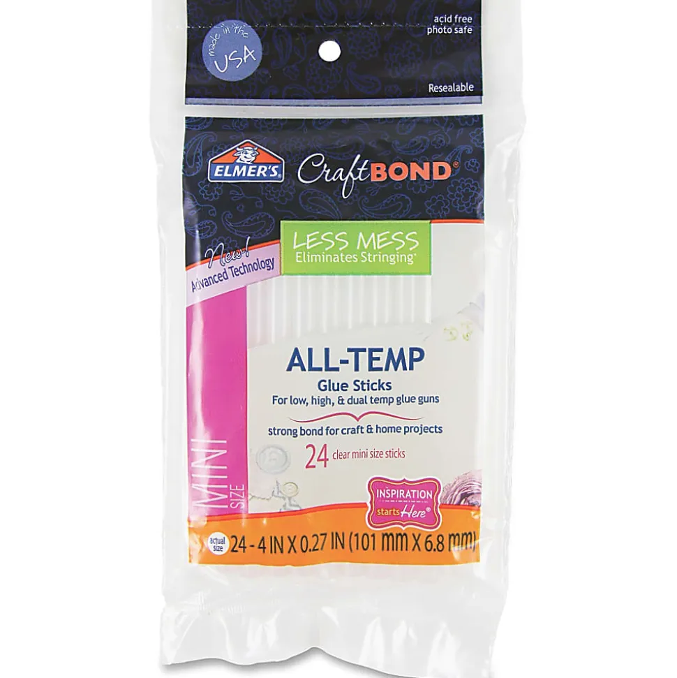Elmer's® CraftBond® Mini Hot Glue Sticks, 4", Clear, Pack Of 24