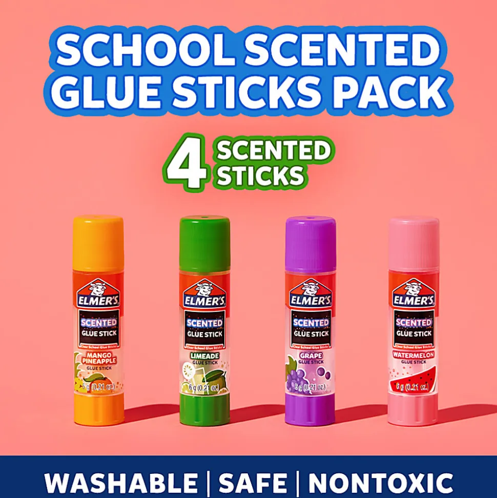 Elmer's Elmer s Tropical Scented Glue Sticks, Safe, Nontoxic School Glue, 4 Count (6g each)
