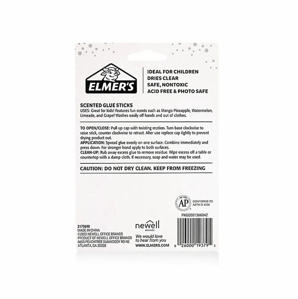 Elmer's Elmer s Tropical Scented Glue Sticks, Safe, Nontoxic School Glue, 4 Count (6g each)
