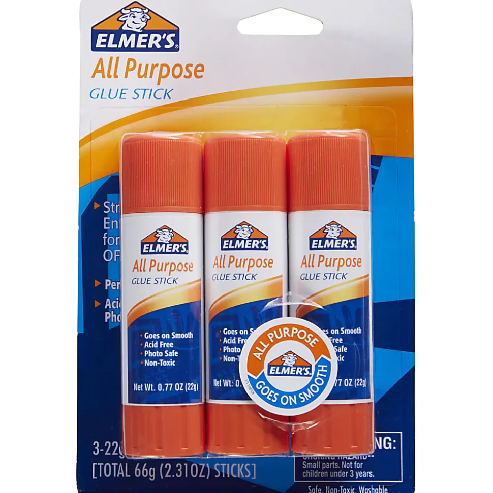 Elmer's® Office Strength Glue Sticks, All Purpose, 0.77 Oz., Clear, Pack Of 3