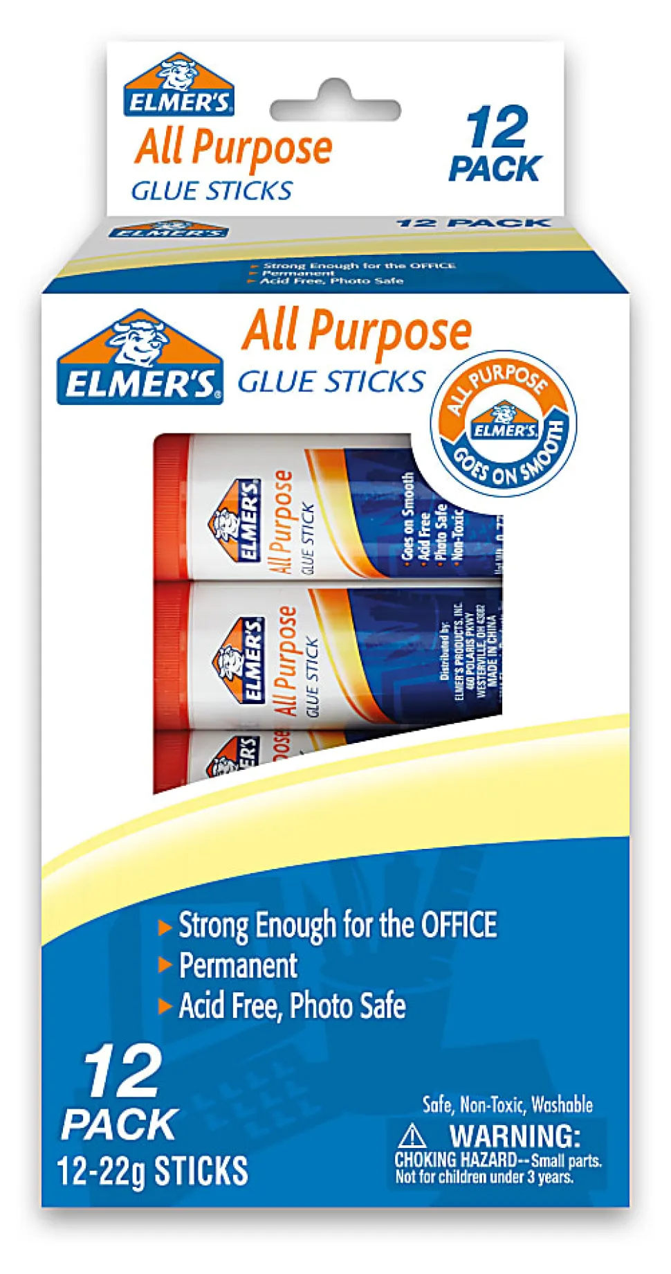 Elmer's® Office Strength Glue Sticks, All Purpose, 0.77 Oz, Clear, Pack Of 12