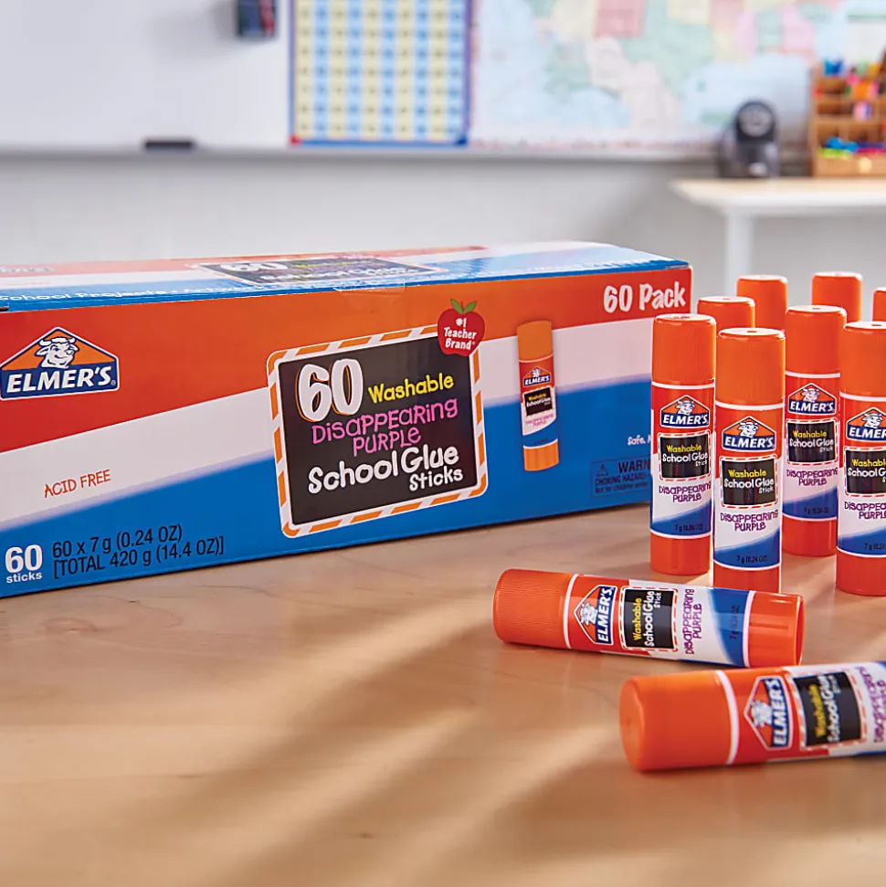 Elmer's® School Glue Sticks, 0.24 Oz, Purple, Box Of 60