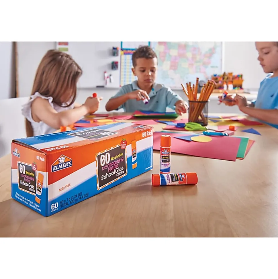 Elmer's® School Glue Sticks, 0.24 Oz, Purple, Box Of 60