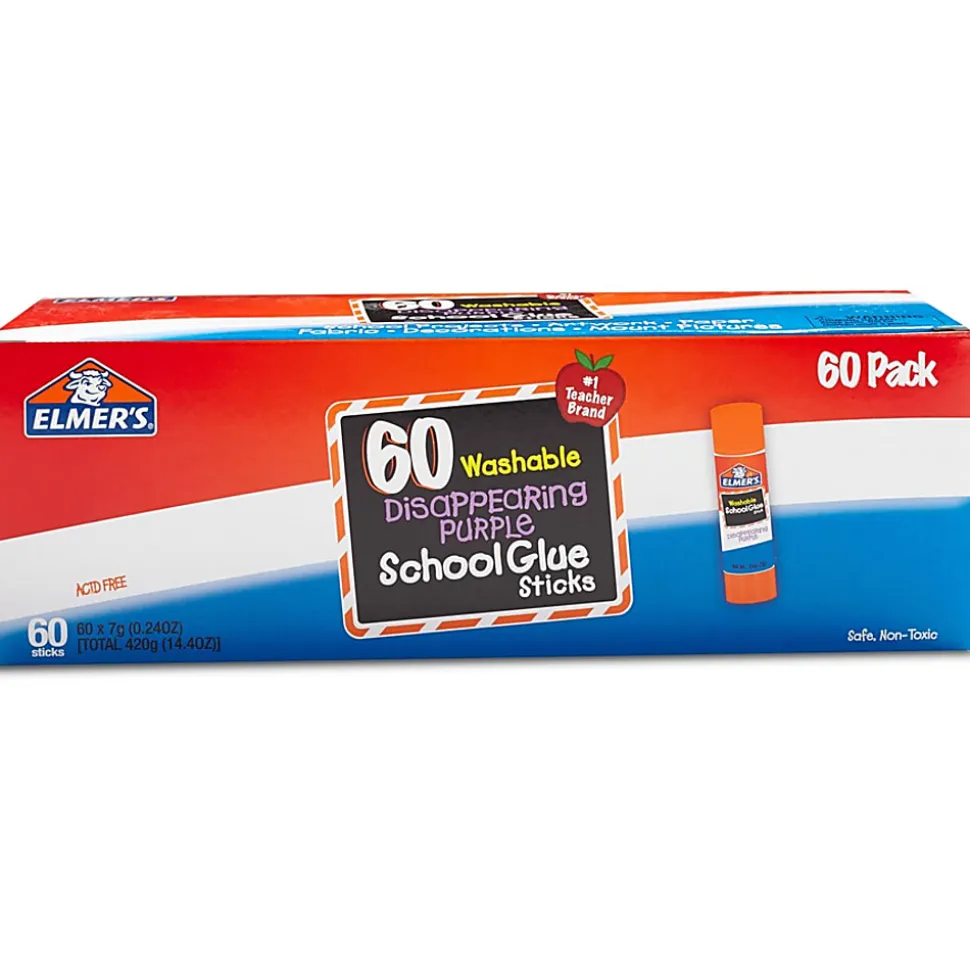 Elmer's® School Glue Sticks, 0.24 Oz, Purple, Box Of 60