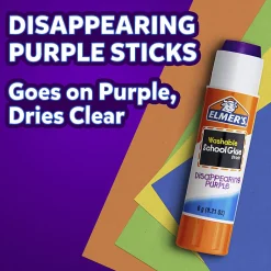 Elmer's® Washable Disappearing Purple School Glue Sticks, 0.21 Oz., Pack Of 6