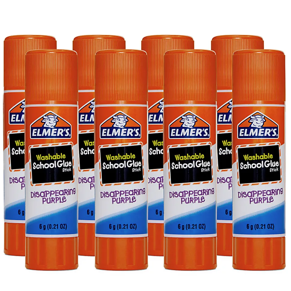 Elmer's® Washable Disappearing Purple School Glue Sticks, 0.21 Oz., Pack Of 6 + 2 Bonus Sticks