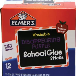 Elmer's® Washable Disappearing Purple School Glue Sticks, 0.77 Oz., Pack Of 12