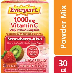 Emergen-C Vitamin C Drink Mix For Immune Support, 0.32 Oz Per Pack, Strawberry Kiwi, Box Of 30 Packs