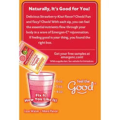 Emergen-C Vitamin C Drink Mix For Immune Support, 0.32 Oz Per Pack, Strawberry Kiwi, Box Of 30 Packs