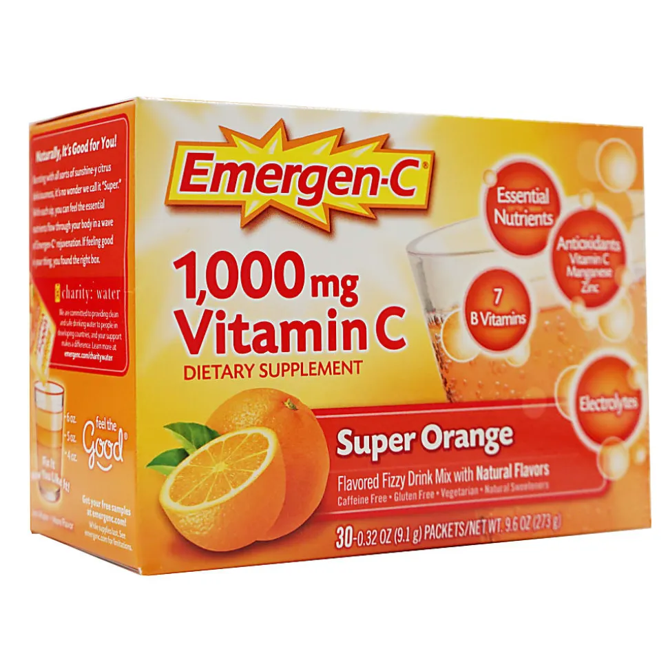 Emergen-C Vitamin C Drink Mix, 1,000 mg, Orange, Pack Of 30 Packets
