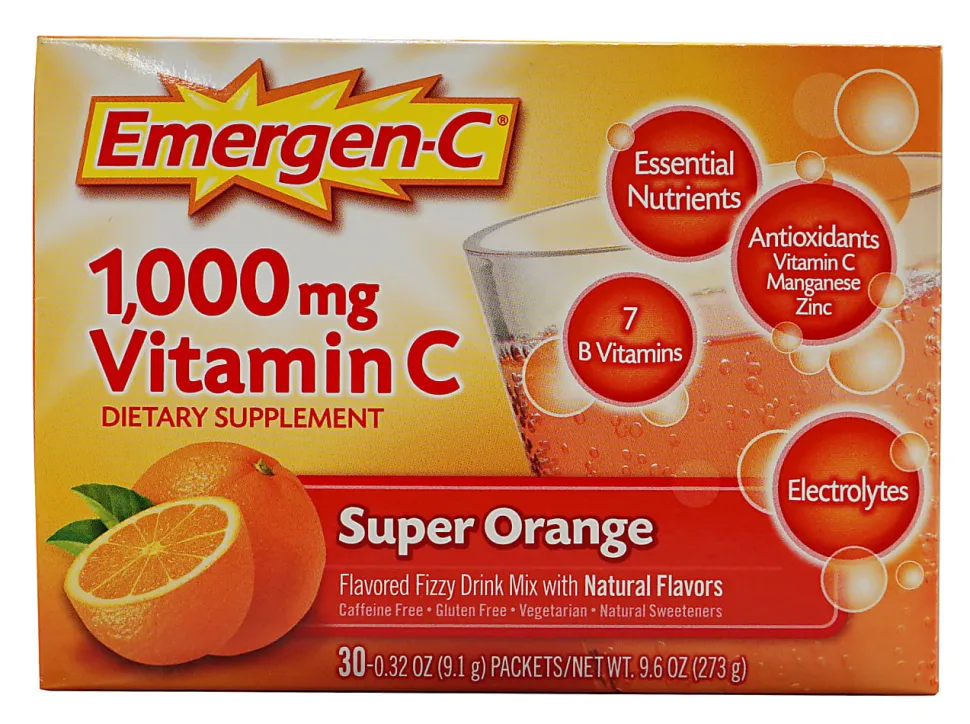 Emergen-C Vitamin C Drink Mix, 1,000 mg, Orange, Pack Of 30 Packets