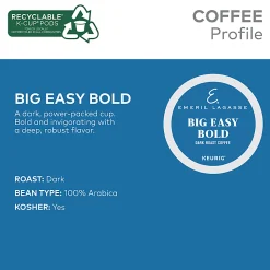 Emeril Big Easy Bold Coffee Keurig Single-Serve K-Cup Pods, Dark Roast, 24 Pods Per Pack, Case Of 4 Packs