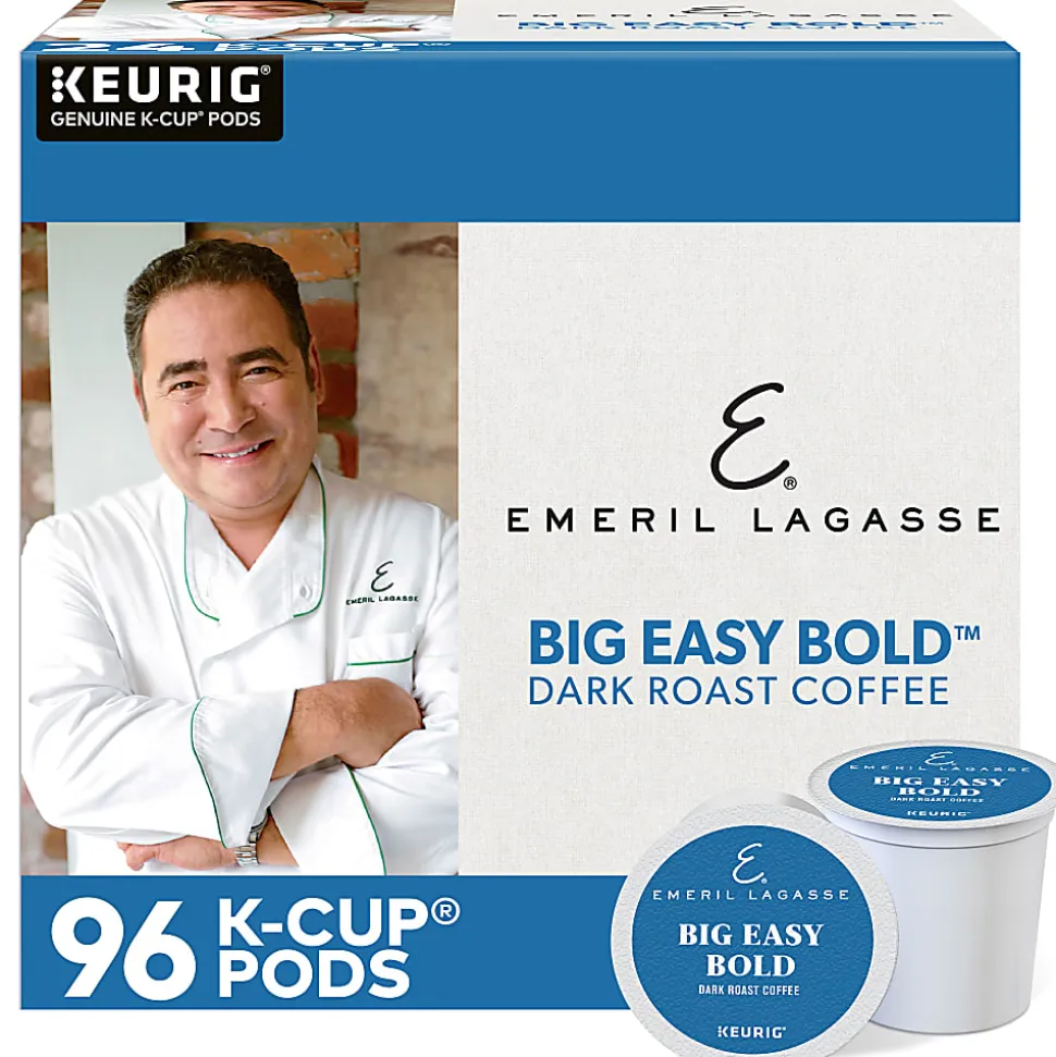 Emeril Big Easy Bold Coffee Keurig Single-Serve K-Cup Pods, Dark Roast, 24 Pods Per Pack, Case Of 4 Packs