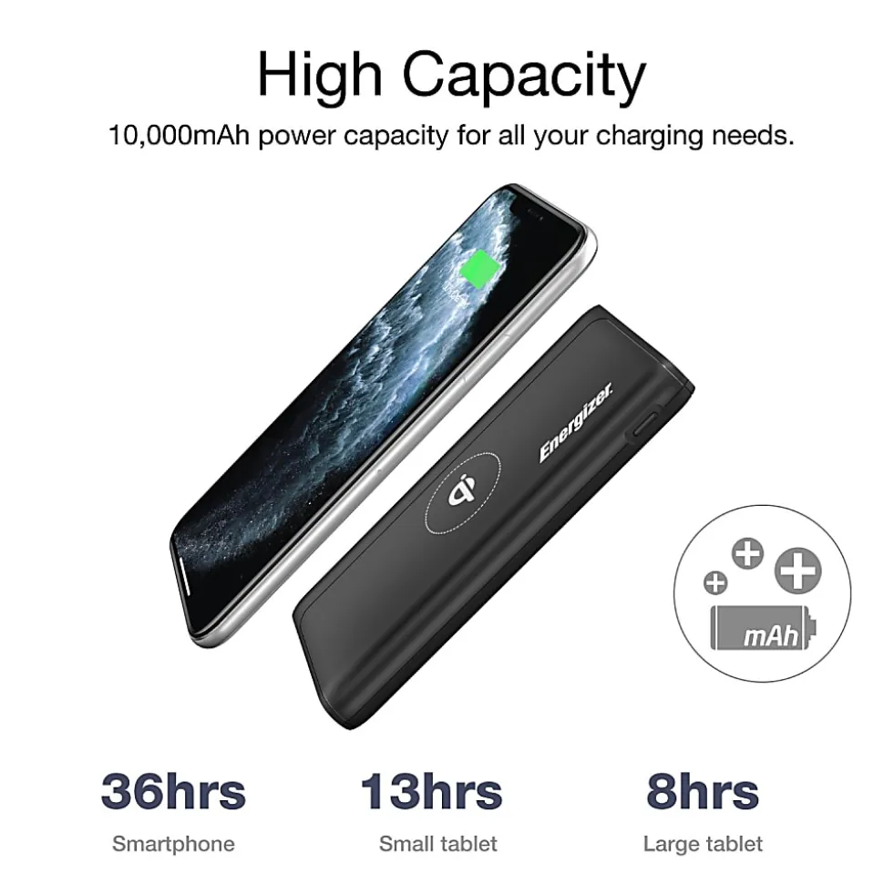 Energizer® 10,000 mAh Ultimate Wireless Power Battery Extreme, Black, QE10011PQ
